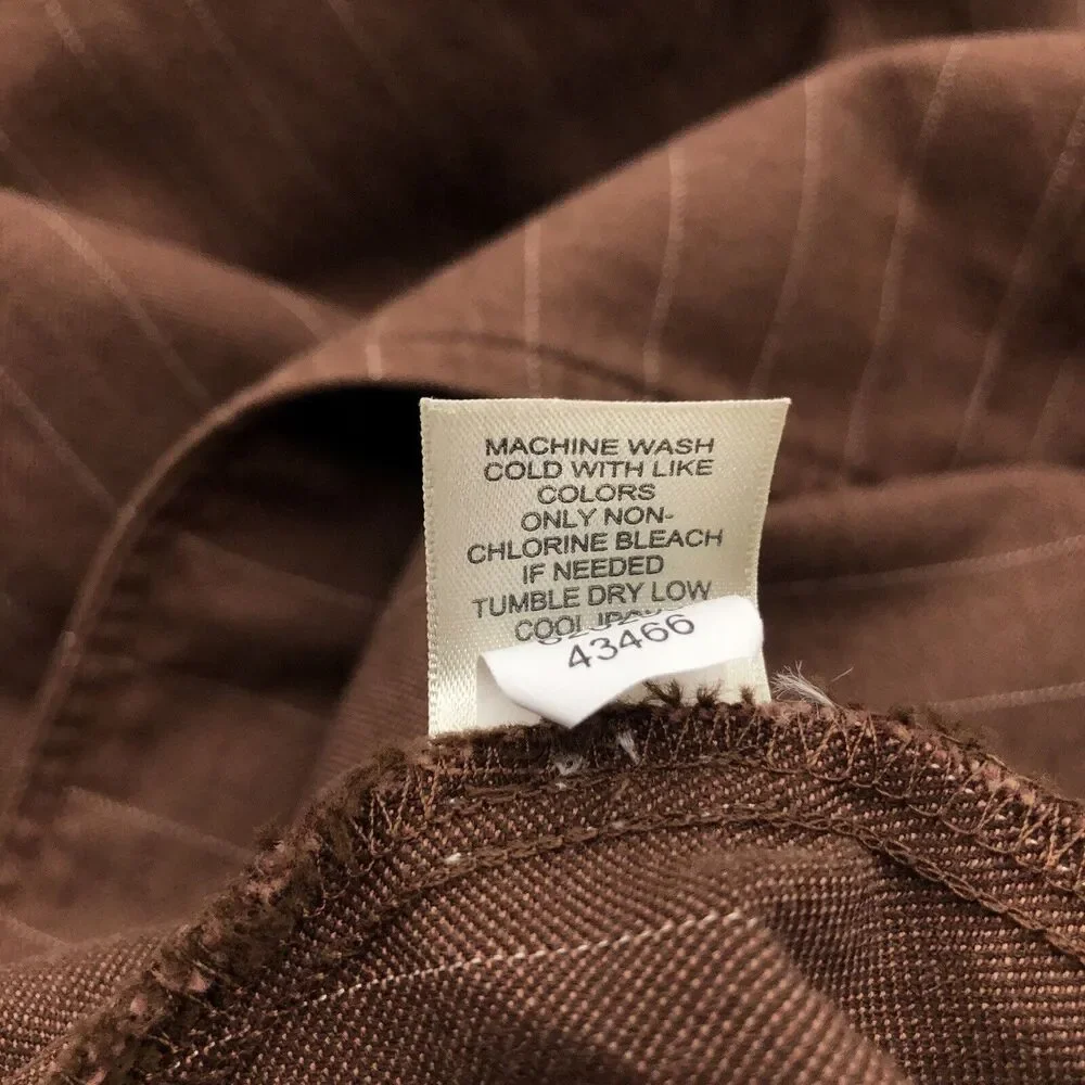 J Jill Pin Striped Skirt/12 Jacket/10 Suit Set Linen Blend Havana Brown Workwear - Picture 14 of 16